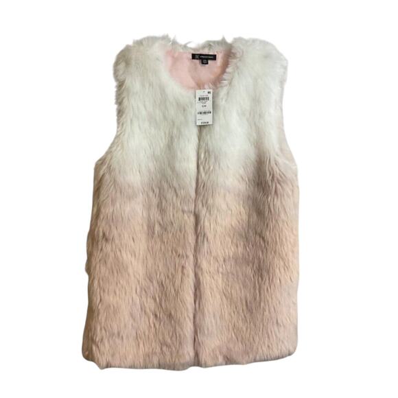 INC International Concepts Vest Women’s Size S/M Pink White Soft Faux-Fur Ombre - Picture 8 of 9